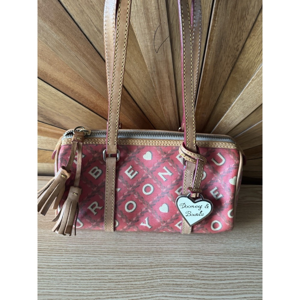 Dooney & Bourke Y2K Vintage Crossword Barrel Handbag Purse EUC Hearts Rare.